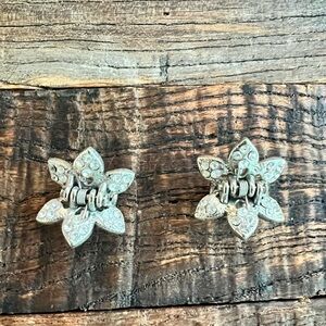 Silver Floral Clip-On hair clips